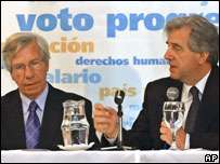 O senador Daniel Astori e o candidato Tabaré Vázquez