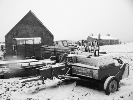 snow barn scene