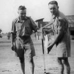 L to R - Alan Shaw and Alec Scott just returned to Jhansi from our Saugor road reconnaissance, measuring a mahseer fish we caught by hand while fording the River Betwa causeway! We just got across in time before the monsoon flood - June 1942 L to R - Alan Shaw and Alec Scott just returned to Jhansi from our Saugor road reconnaissance, measuring a mahseer fish we caught by hand while fording the River Betwa causeway! We just got across in time before the monsoon flood - June 1942