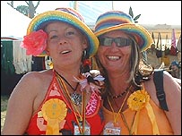 Festival-goers at Glastonbury 2004