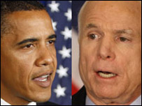 Barack Obama (esq) e John McCain