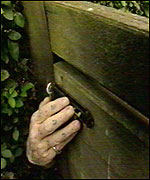 Hand on gate