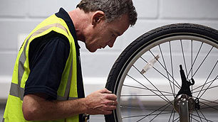 A man fixing a bike