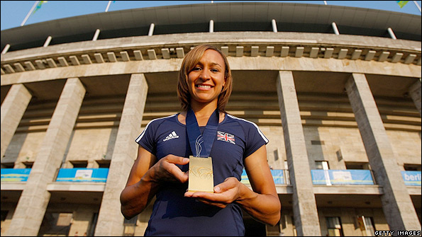 Ennis shows off her gold medal