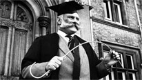 Teacher with cane