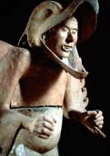 Image of an Aztec statue of an Eagle Warrior, Mexico City