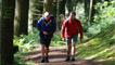 Derek and Dave heading through the pine woods on their way to Pieran Falls.