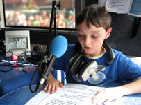 Child reading news