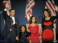 Obama me familjen