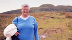 Shirley Bourne in front of Twmbarlwm