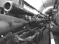 German V-1s discovered by Americans at an underground factory at Nordhausen.