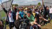 The gates are open as fans rush to get in