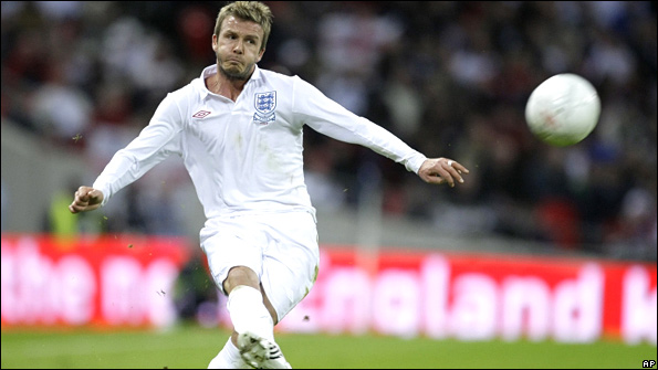 David Beckham in new England strip 