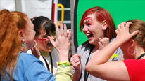 theatrical makeup and green screen