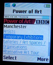 Power of Art links - on mobile phone