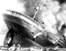 The liner Lusitania sinks after a U-boat attack, May 1915