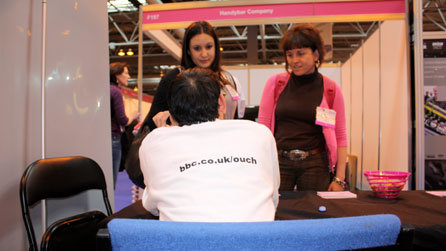 The view from inside the stand, looking over Ouch team member Gideon Goldberg's shoulder