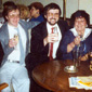 Cheers! John with his Dad, cousin Gerard, Gerard's wife Patricia and John's wife Pam.