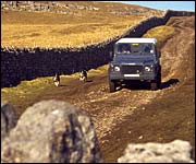 Yorkshire Dales farm track with Landrover