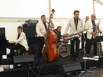 A band performing at the Bude Jazz Festival