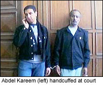 Abdel Kareem handcuffed at court
