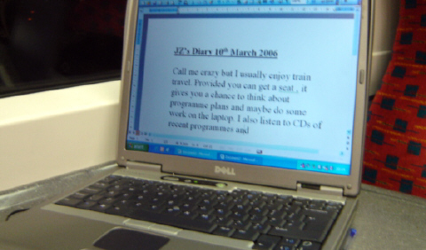 Laptop on train