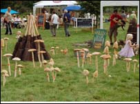 Brooms, gypsy flowers and lovespoons