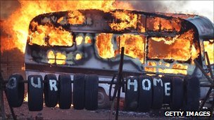 Burning caravan