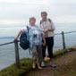 A well earned rest. Olive's friends, Etta Bolton and Margaret McBride take time out from their walking