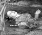 Ophelia by John Everett Millais in black and white