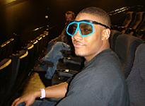 Dizzee Rascal's mate with his 3D glasses on