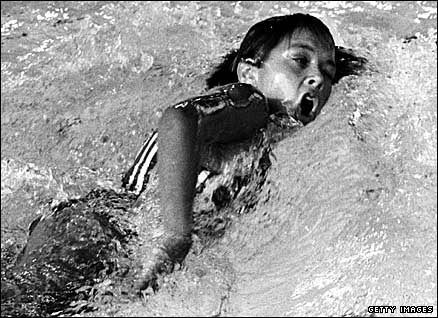 America's teenage triple Olympic swimming gold medallist Debbie Meyer