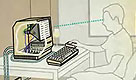 graphics of a man at a computer