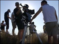 Filming on location