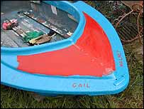 The boat with its fresh coat of paint