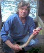 Bernie Hall, eel fisherman at the Mill launch