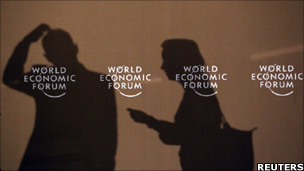 Shadows of participants of the World Economic Forum