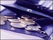 Coins in a wallet