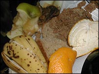 Wasted food in bin