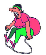 Cartoon woman skiping