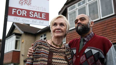 Liz (Sheila Hancock) and Damar (Bhasker Patel). Image credit: BBC/LA Productions