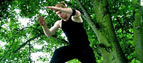 Guerilla reporter Brad Moss demonstrates parkour