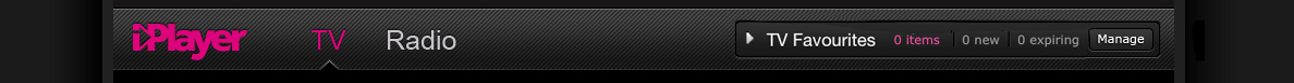 Header showing navigation choices.