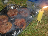 Burgers cooking at Latitude Festival 2007