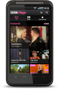Screen capture of iPlayer running on Android