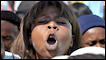 A protester in Haiti