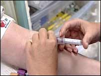 Arm being injected