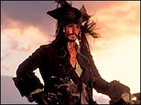  Johnny Depp (Karayip Korsanları filminden bir kare)