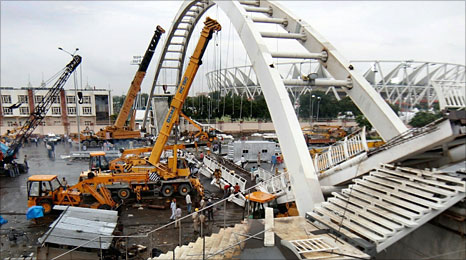 Collapsed bridge at the Commonwealth Games in Delhi