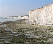 Cliffs of chalk along the coast